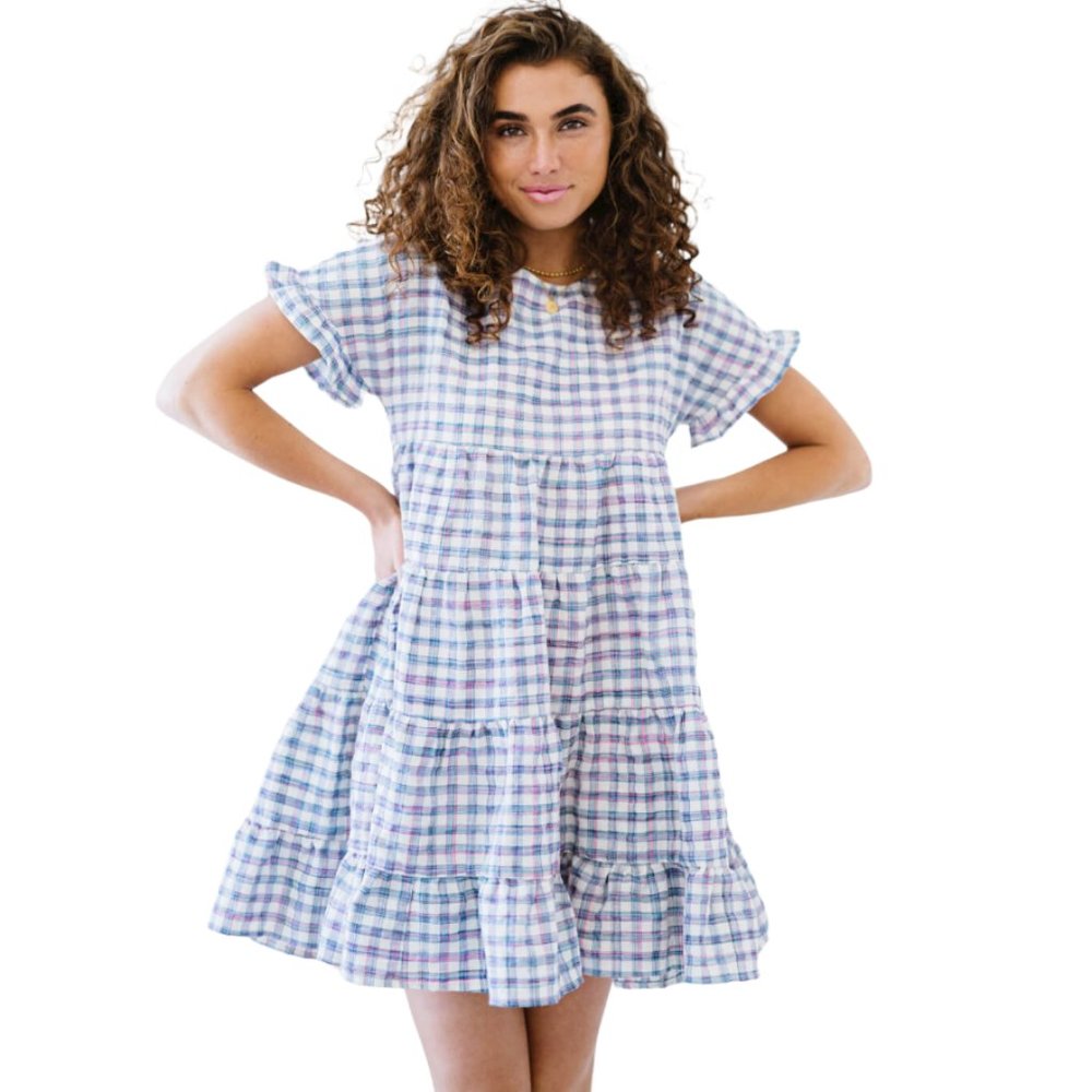 BiBi Still Spinning Gingham Babydoll Dress